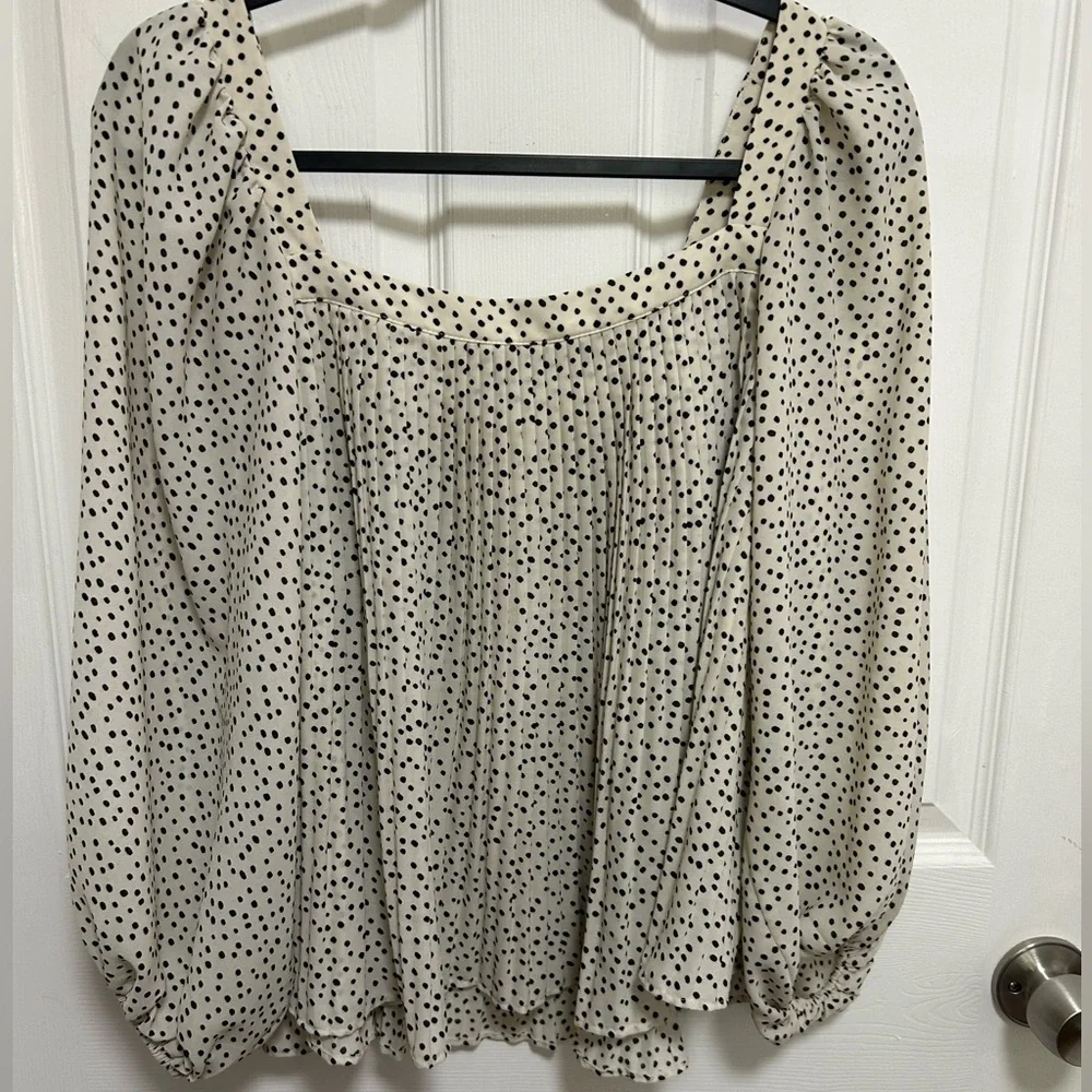 Zara White and Black Polka Dot Blouse